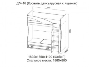 ДМ-16 Кровать двухъярусная с ящиком в Губахе - gubaha.магазин96.com | фото